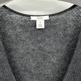 women Lewit Mohair V-Neck Gold Metallic Black Sweater M