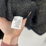 women Lewit Mohair V-Neck Gold Metallic Black Sweater M