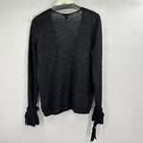 women Lewit Mohair V-Neck Gold Metallic Black Sweater M