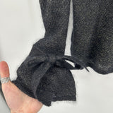 women Lewit Mohair V-Neck Gold Metallic Black Sweater M