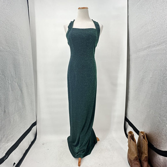 women Morgan & Co Vintage 1990s Sparkly Evening Gown Green Top 7/8