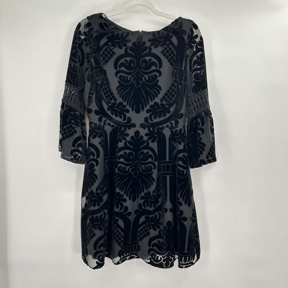 women Eliza J Embossed Velvet Cocktail Dress Black Dress 4