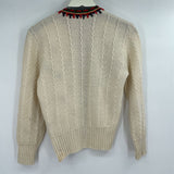 women Soepelle Vintage Wool Floral Embroidered Cardigan - AS IS Cream Multi Sweater S