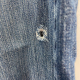 women Howick Riders Vintage Wide Bell Bottom Distressed Blue Jeans 30" Waist