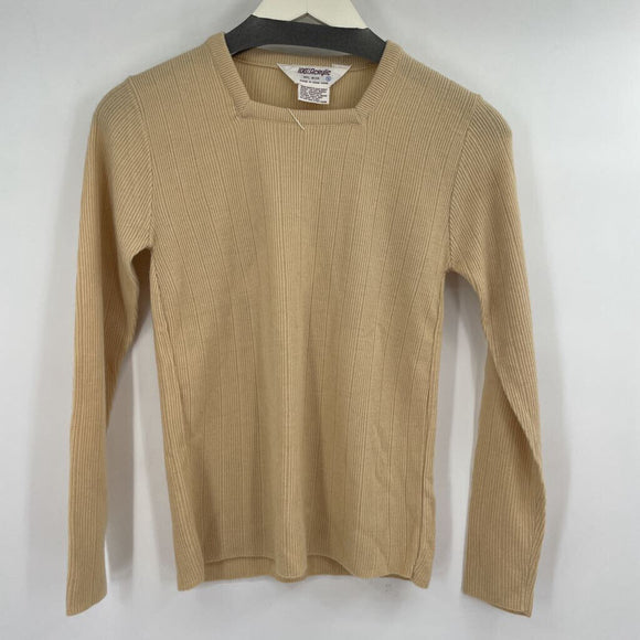 women NWT Vintage Square Neck Ribbed Tan Sweater S