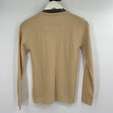 women NWT Vintage Square Neck Ribbed Tan Sweater S