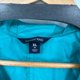 women Lands End Rain Coat Teal Jacket XL/16