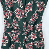 women Loft Floral Romper Green Coral Cream Dress 4