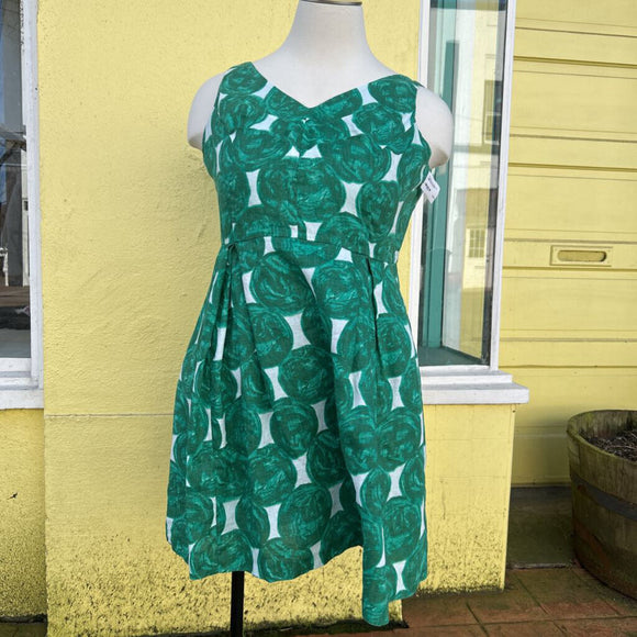 women ModCloth Bubble Print Linen Cream Green Dress 2X