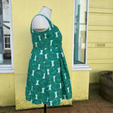 women ModCloth Bubble Print Linen Cream Green Dress 2X