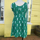 women ModCloth Bubble Print Linen Cream Green Dress 2X