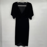 women Express Velvet Splice Front Black Dress XS