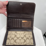 women Coach Ashley Signature Wallet and Checkbook Cover Brown Purse