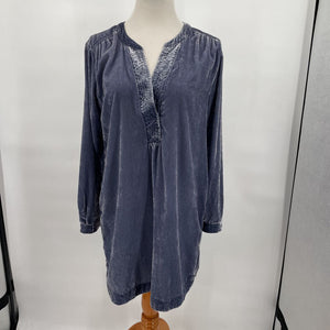 women Anthropologie Melody Velvet Tunic Dress Slate Blue Dress S