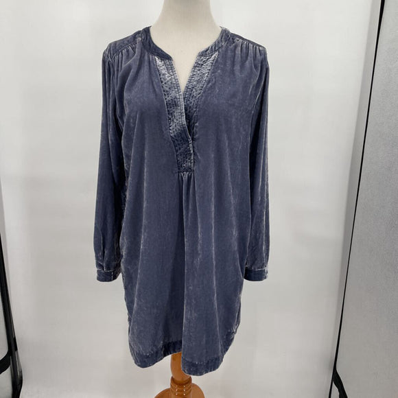 women Anthropologie Melody Velvet Tunic Dress Slate Blue Dress S