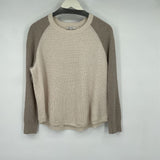women Madewell Color Block Raglan Sleeve Cream and Taupe Sweater M