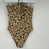 women Madewell Halter String One-Piece Swimsuit Desert Dune Swimwear S