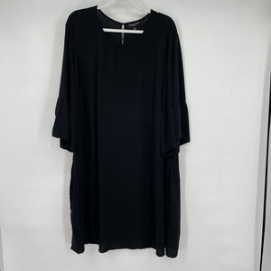 women Eileen Fisher Silk Bell Sleeve Aged Black Dress 3X