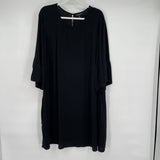 women Eileen Fisher Silk Bell Sleeve Aged Black Dress 3X