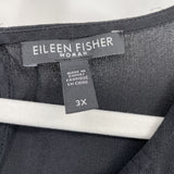 women Eileen Fisher Silk Bell Sleeve Aged Black Dress 3X