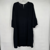 women Eileen Fisher Silk Bell Sleeve Aged Black Dress 3X