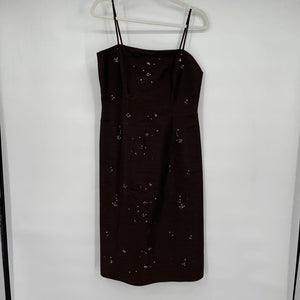 women Ann Taylor Silk Cocktail with Sequins Brown Dress S