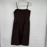 women Ann Taylor Silk Cocktail with Sequins Brown Dress S