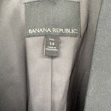 women Banana Republic Chiffon Fringe Blazer Black Jacket 14 Tall