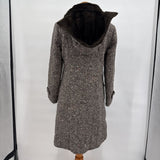 women Sterling Darling Vintage Tweed Toggle Faux Shearling Lining Brown Coat S