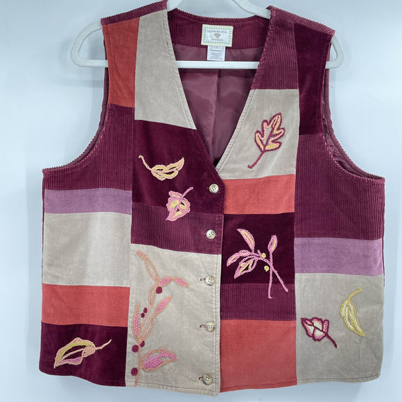 women Susan Bristol Vintage Patchwork Vest Purple Multi Top L