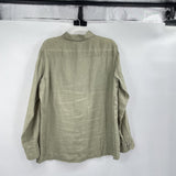 women Chico's Linen Safari Shirt Green Top L