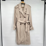 women A New Day Linen Blend Trench Coat Tan Jacket M
