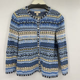 women Appleseed's Fair Isle Cardigan Blue Multi Sweater PS