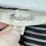 women Striped Knit Tank Black Tan White Dress XS