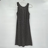 women Striped Knit Tank Black Tan White Dress XS