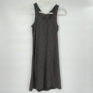 women Striped Knit Tank Black Tan White Dress XS