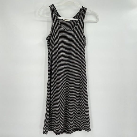 women Striped Knit Tank Black Tan White Dress XS