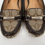 women Coach Monogram Canvas Loafers Brown Shoes 8B