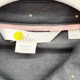 women Boden Gold Polka Dot Knit Button Front Collared Shirt Green Gray Top