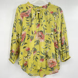 women Loft NWT Stripe Floral Blouse Spring Green Chartruse Top SP