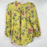 women Loft NWT Stripe Floral Blouse Spring Green Chartruse Woven Top SP