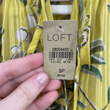 women Loft NWT Stripe Floral Blouse Spring Green Chartruse Woven Top SP