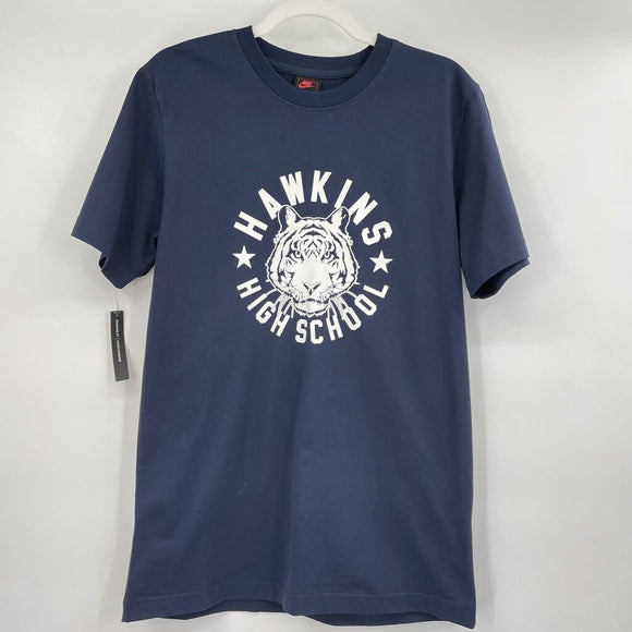 unisex NWT Hawkins HS Stranger Things Tee Navy Blue Knit Top S