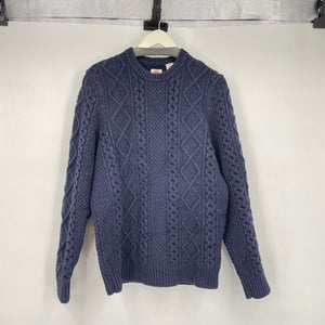 men Levi's Wool Blend Cable Fisher Navy Blue Sweater L