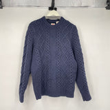 men Levi's Wool Blend Cable Fisher Navy Blue Sweater L