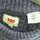 men Levi's Wool Blend Cable Fisher Navy Blue Sweater L