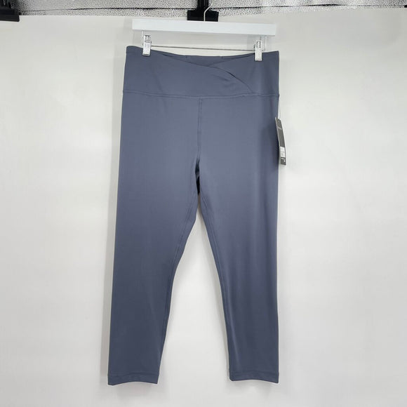 women 90 Degrees NWT Interlock Lana Crossover Crop Tight Legging Gray Activewear L