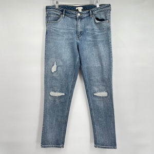 women H&M Patched Boyfriend Blue Jeans 16