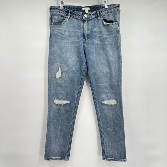 women H&M Patched Boyfriend Blue Jeans 16