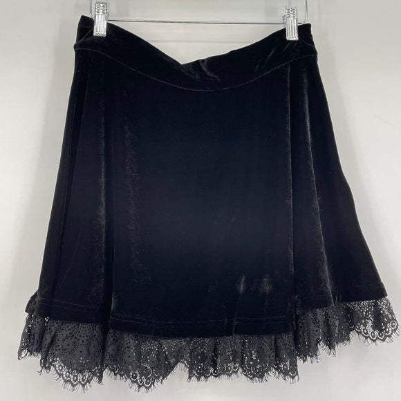 women Killstar Velvet and Lace Mini Black Skirt L